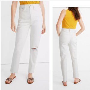 Madewell Ripped Edition Tile White High Momjean NWT Sz 25